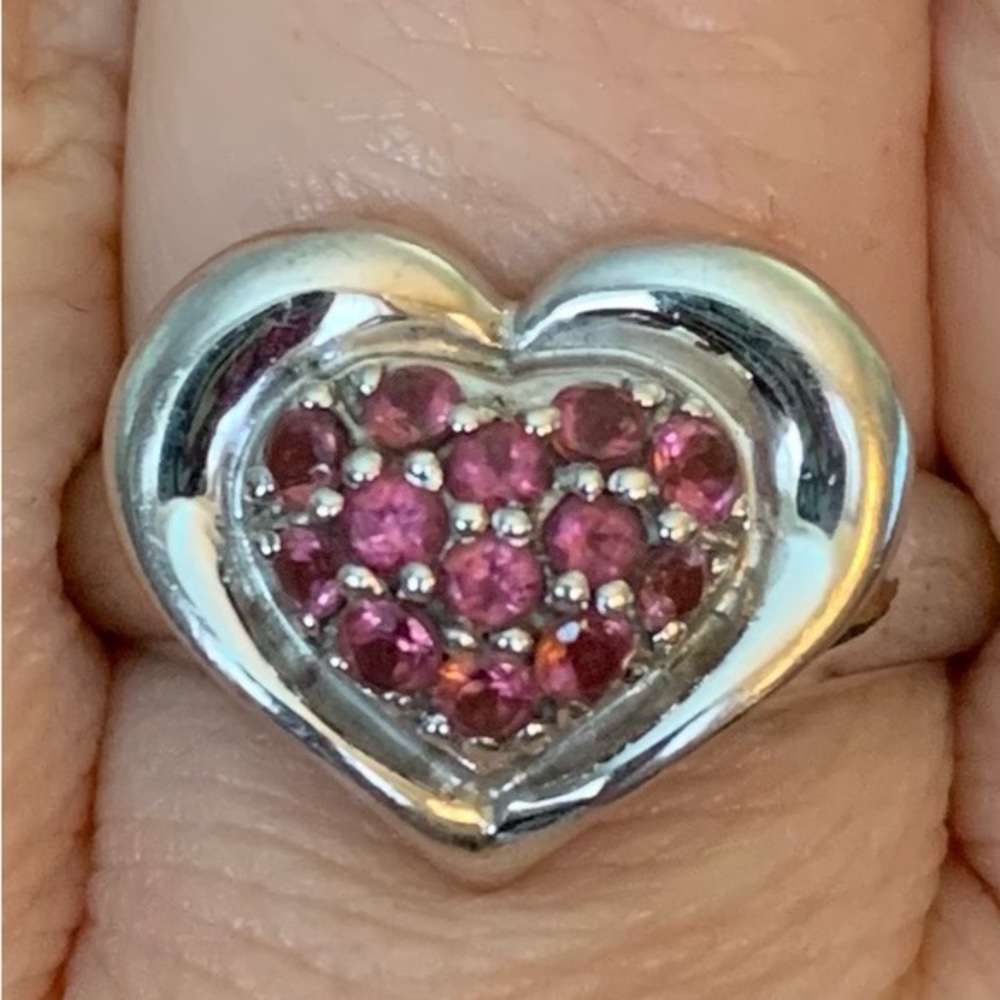 Sterling silver Rhodolite garnet heart ring